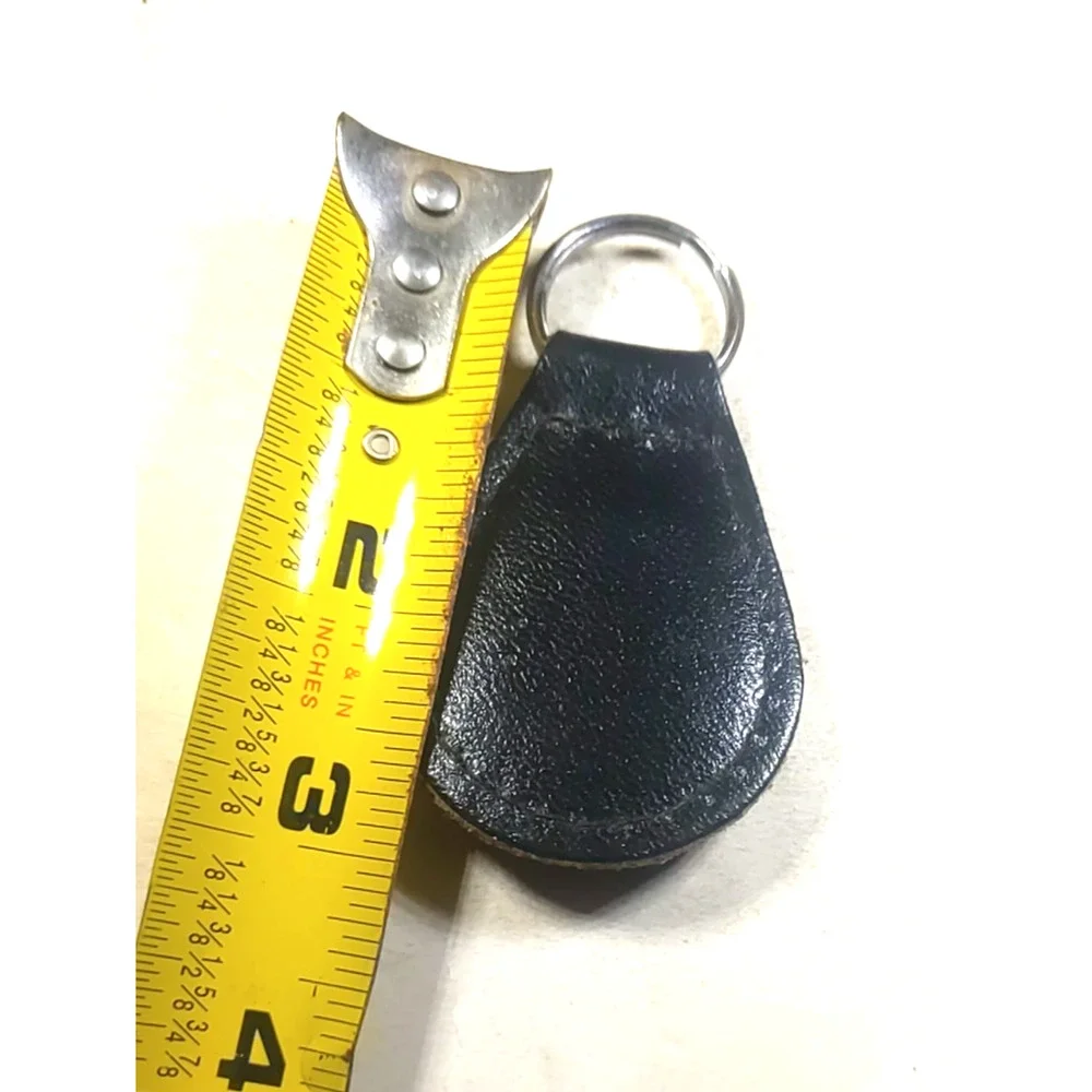 Jack Daniels Whiskey Leather Keychain Black Silver Tone